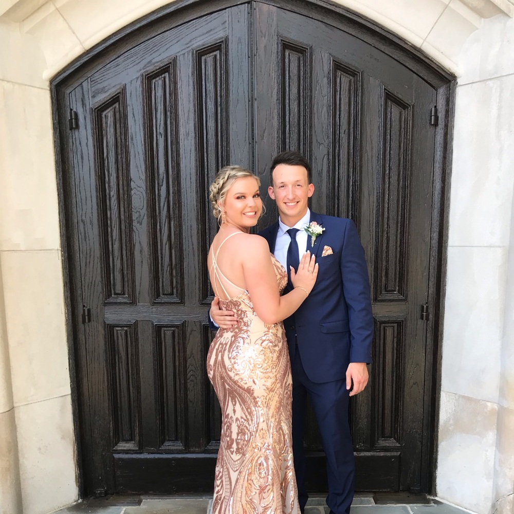 Rose Gold Sequin Prom Dress